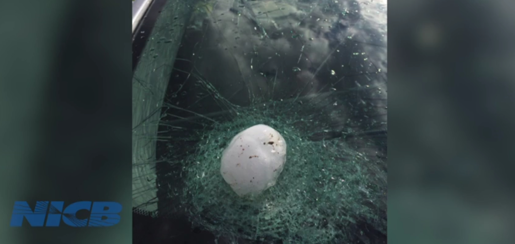 Hail breaking a window